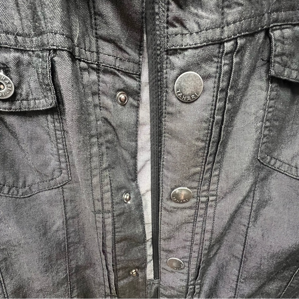 Tahari Snap Button Jacket Large Black Casual Lyoc… - image 5